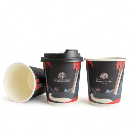 Roots Roastery Paper Cups - 8 oz - 18 cups