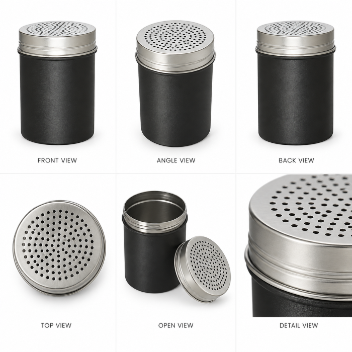 ⁦Krome - Coffee Cocoa Shaker Coarse - Stainless Steel⁩ - الصورة ⁦2⁩