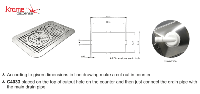 ⁦رينزر قياس ٩ X ١٤" مع حوض ٣٠٠ مم من كروم Krome - مزودة بفتحة تصريف⁩ - الصورة ⁦4⁩